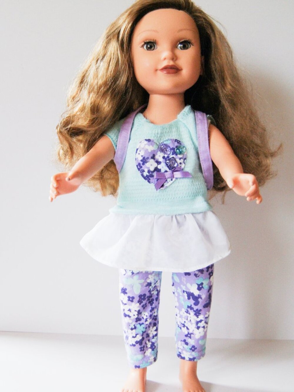 Geoffrey Doll Curly Brown Hair Clothes w/backpack